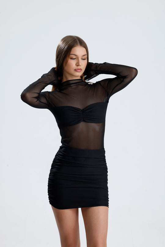 Routines Stretch Mesh Dress - Black 2783 Dress Routines Fashion