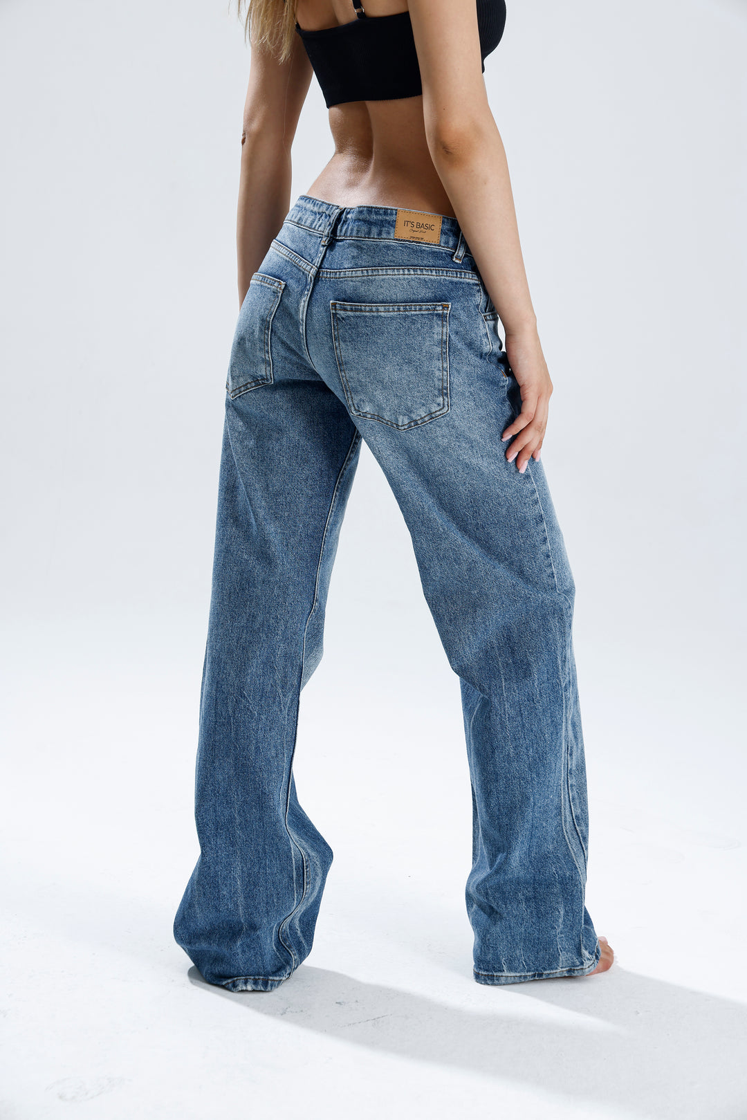 Routines Stretch Mid Waist Jeans - Blue 4102 Jeans Routines Fashion
