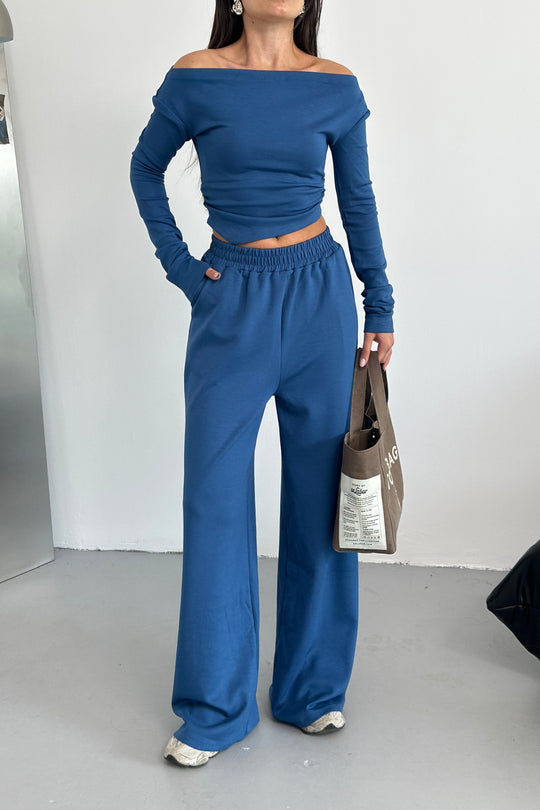 Routines Stretch Off-shoulder Set - Blue 3478 Set Routines Fashion