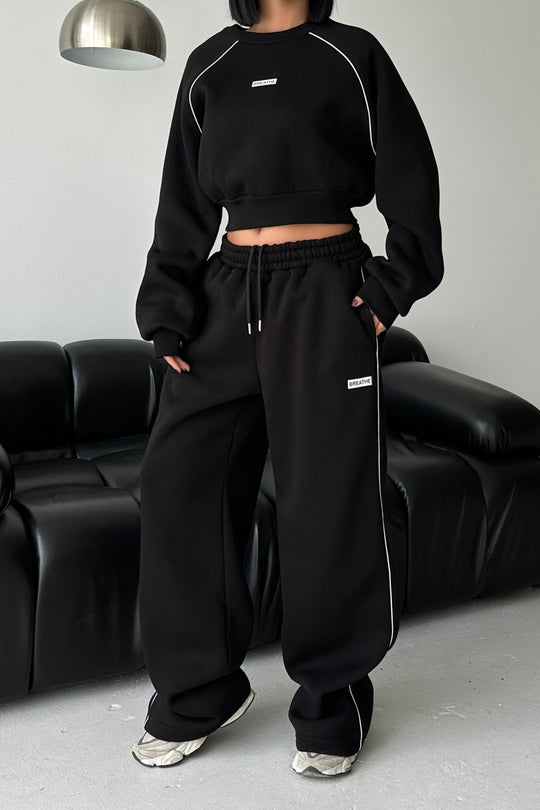 Routines Striped BREATHE Tracksuit - Black 3843 Set Routines Fashion