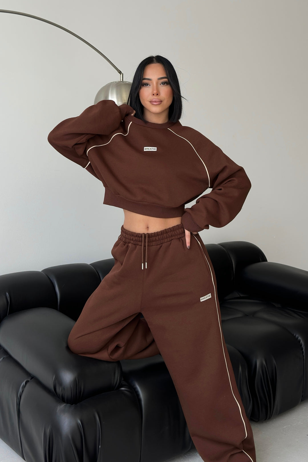 Routines Striped BREATHE Tracksuit - Brown 3844 Set Routines Fashion