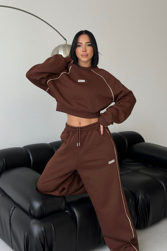 Routines Striped BREATHE Tracksuit - Brown 3844 Set Routines Fashion