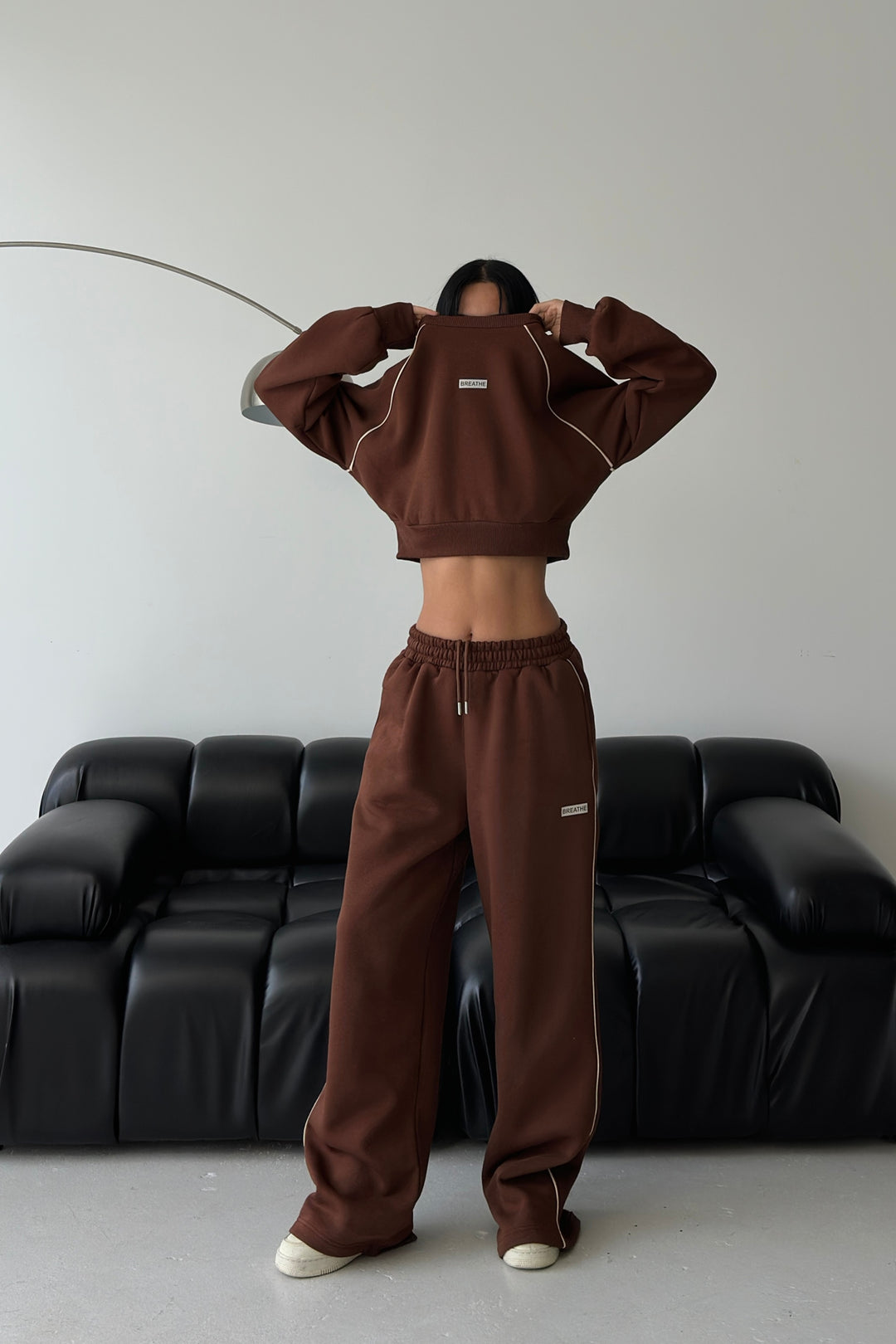 Routines Striped BREATHE Tracksuit - Brown 3844 Set Routines Fashion