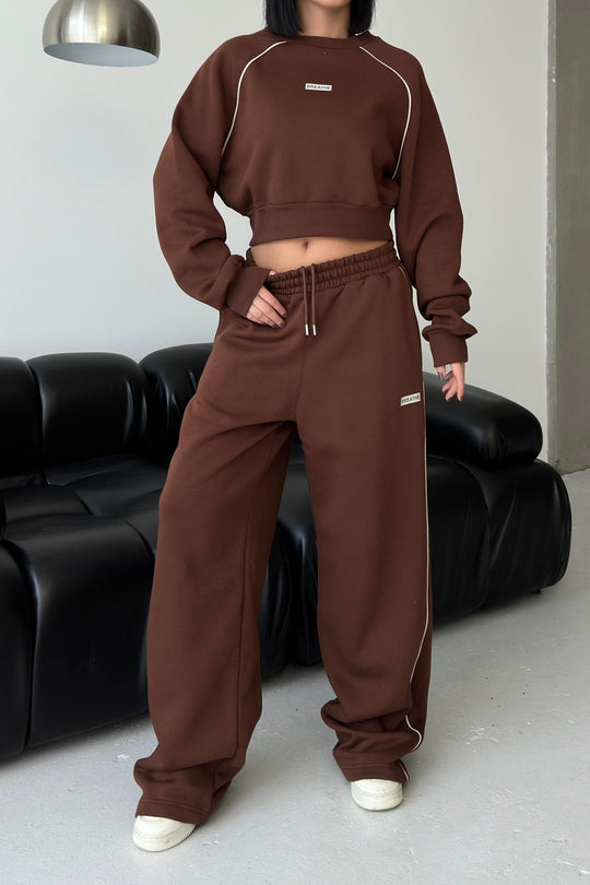Routines Striped BREATHE Tracksuit - Brown 3844 Set Routines Fashion