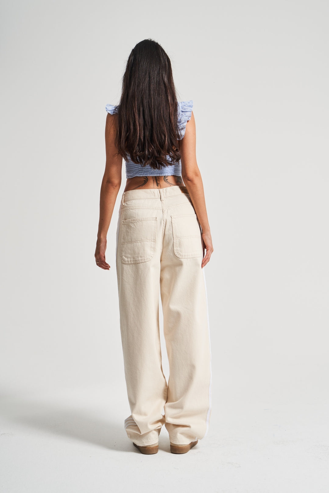 Routines Striped Baggy Skater Jeans - Beige 2952 (PRE-ORDER) Jeans Routines Fashion