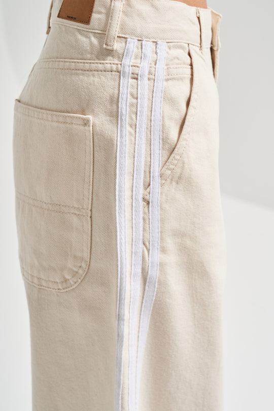 Routines Striped Baggy Skater Jeans - Beige 2952 (PRE-ORDER) Jeans Routines Fashion