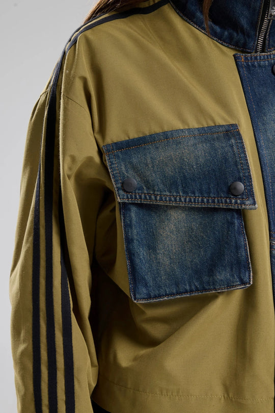 Routines Striped Denim Jacket - Army Green 1726 Jacket Routines Fashion