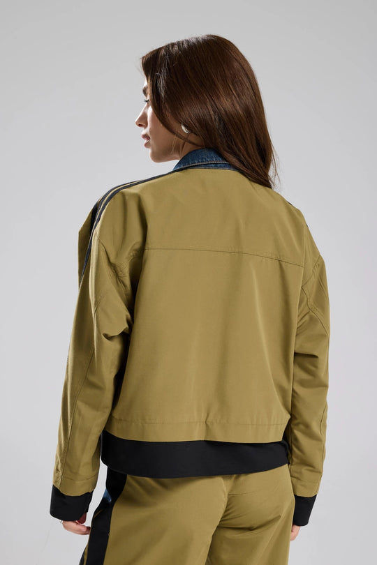 Routines Striped Denim Jacket - Army Green 1726 Jacket Routines Fashion