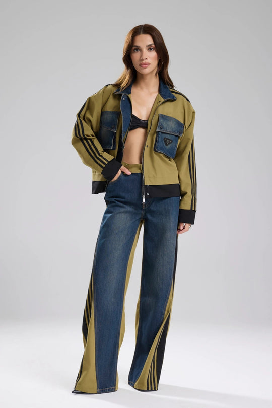 Routines Striped Denim Jacket - Army Green 1726 Jacket Routines Fashion