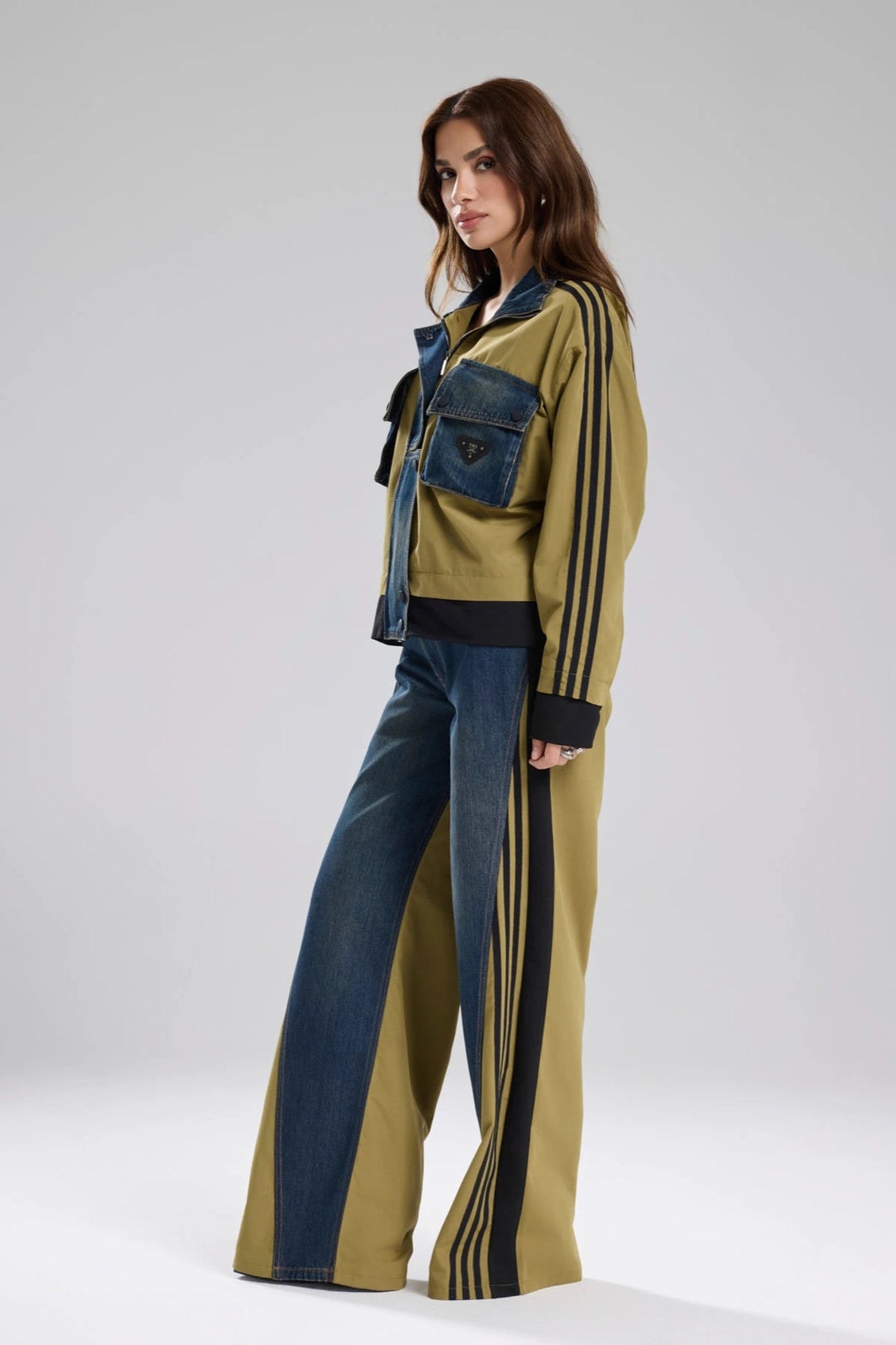 Routines Striped Denim Jacket - Army Green 1726 Jacket Routines Fashion