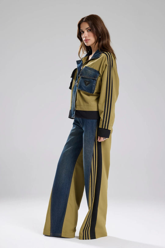 Routines Striped Denim Jacket - Army Green 1726 Jacket Routines Fashion