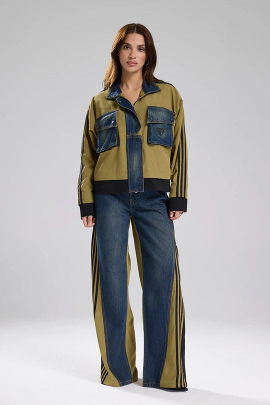 Routines Striped Denim Jacket - Army Green 1726 Jacket Routines Fashion