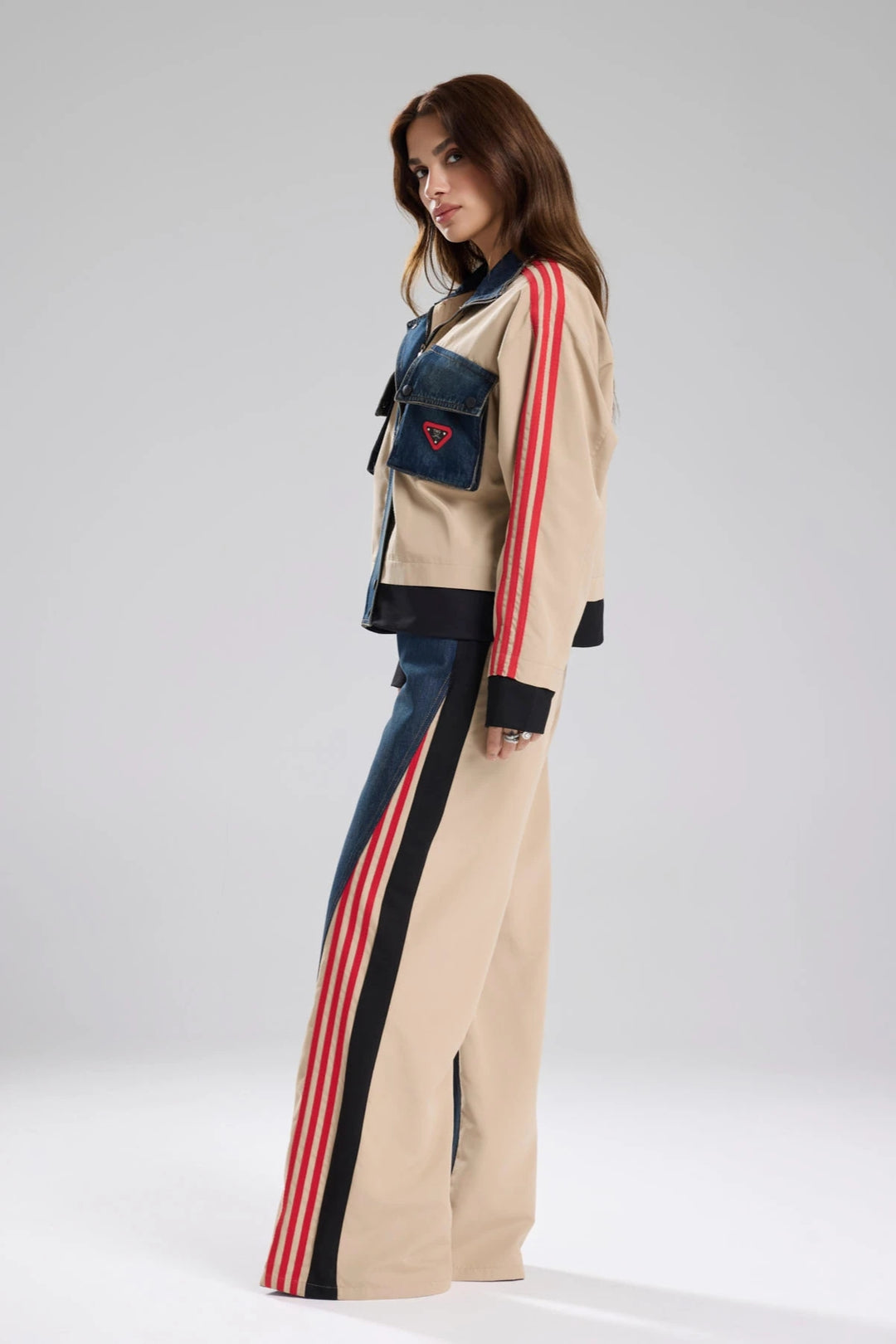 Routines Striped Denim Jacket - Beige 1726 Jacket Routines Fashion