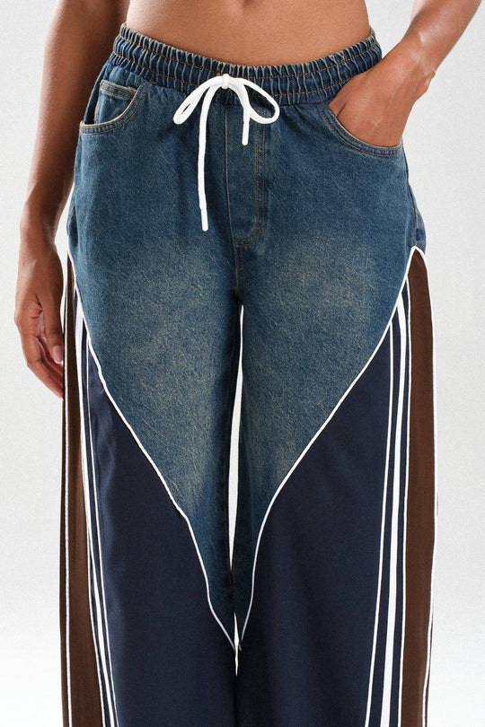 Routines Striped Denim Set - Navy / Brown 1698