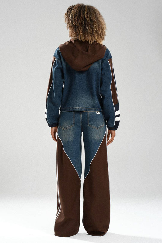 Routines Striped Denim Set - Navy / Brown 1698