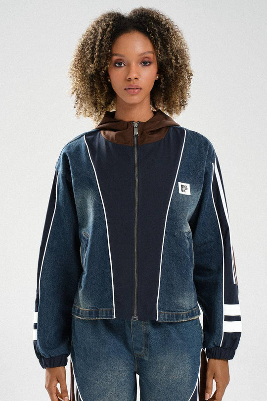Routines Striped Denim Set - Navy / Brown 1698