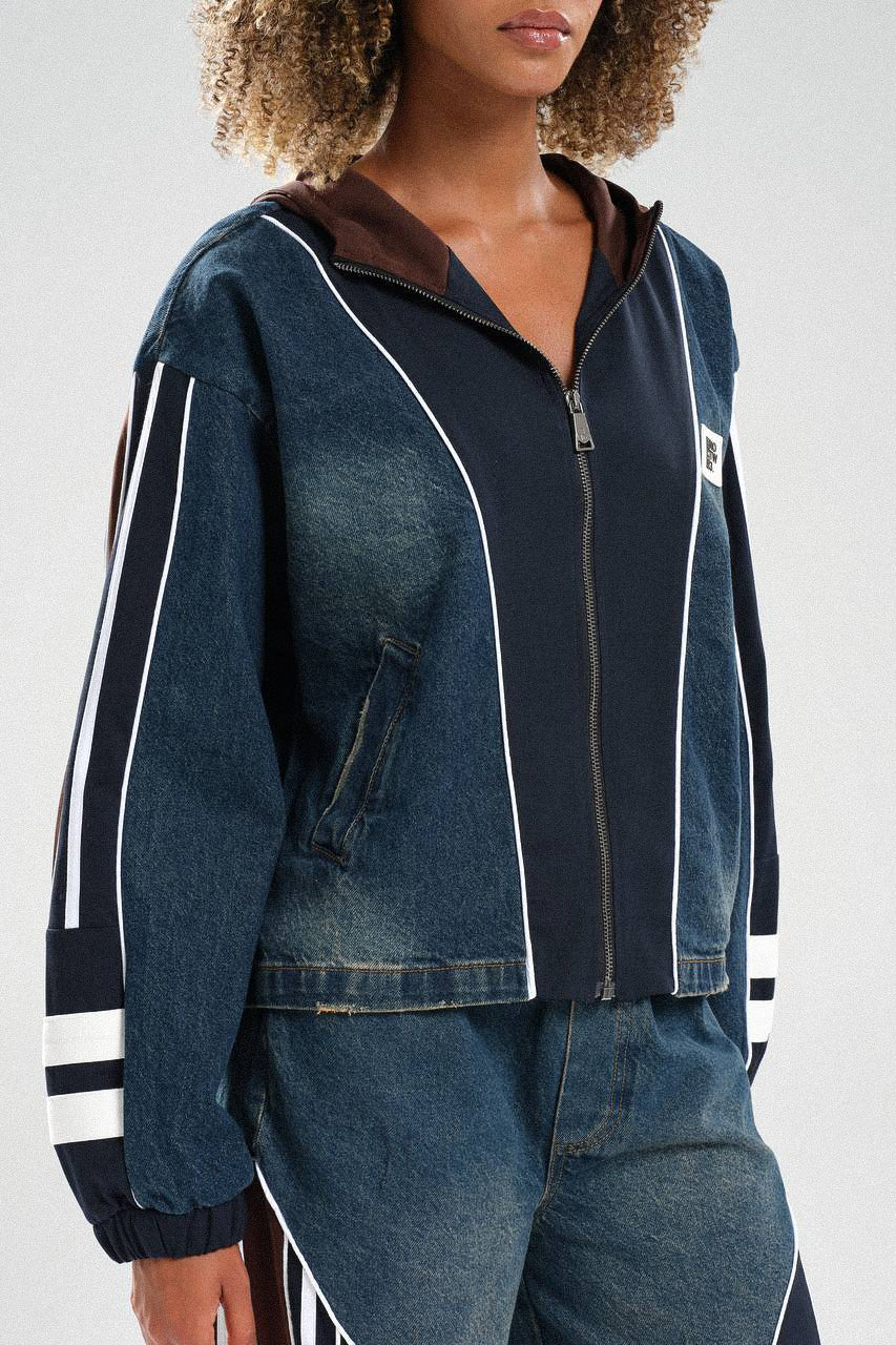 Routines Striped Denim Set - Navy / Brown 1698