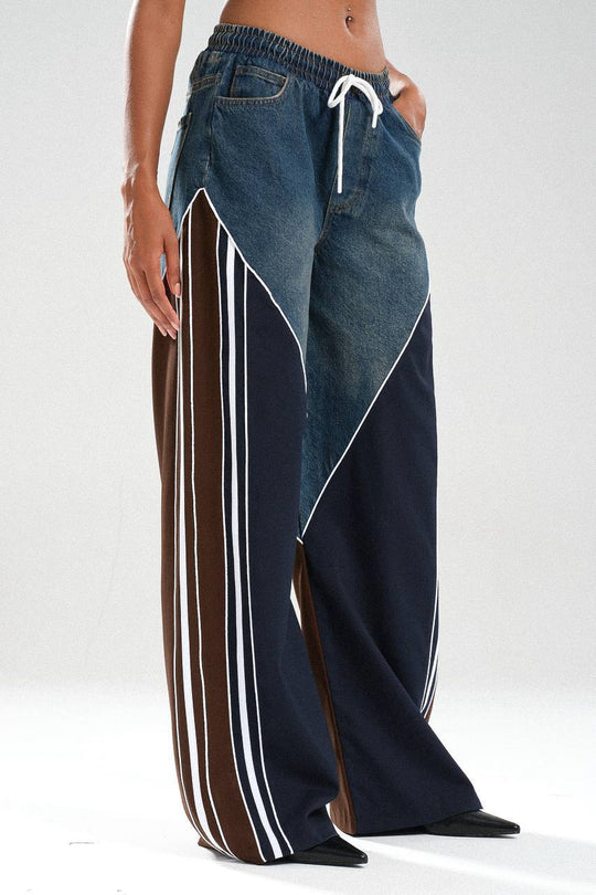 Routines Striped Denim Set - Navy / Brown 1698