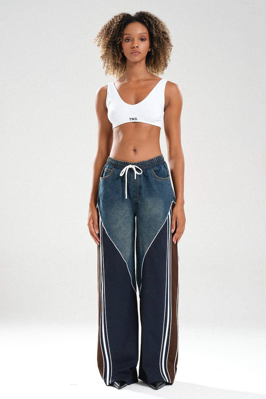Routines Striped Denim Set - Navy / Brown 1698