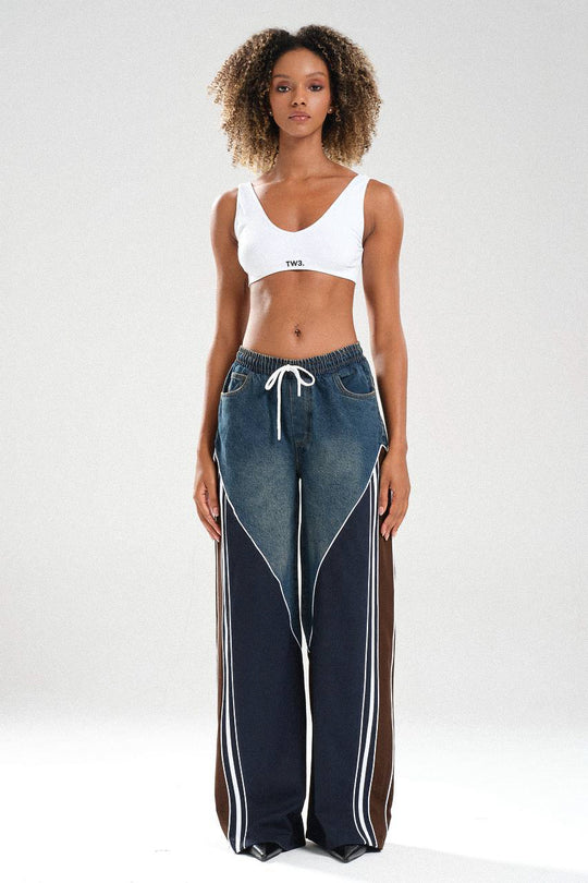 Routines Striped Denim Set - Navy / Brown 1698