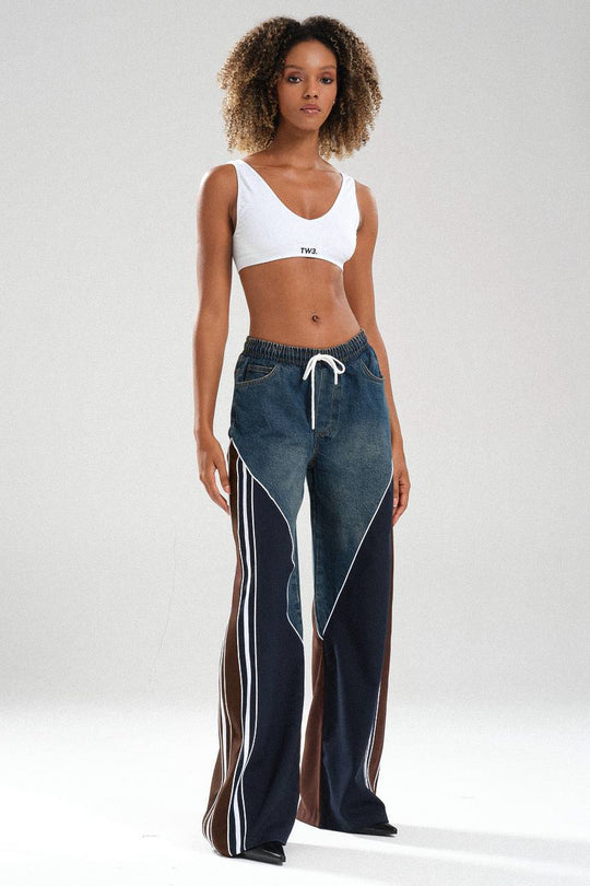 Routines Striped Denim Set - Navy / Brown 1698