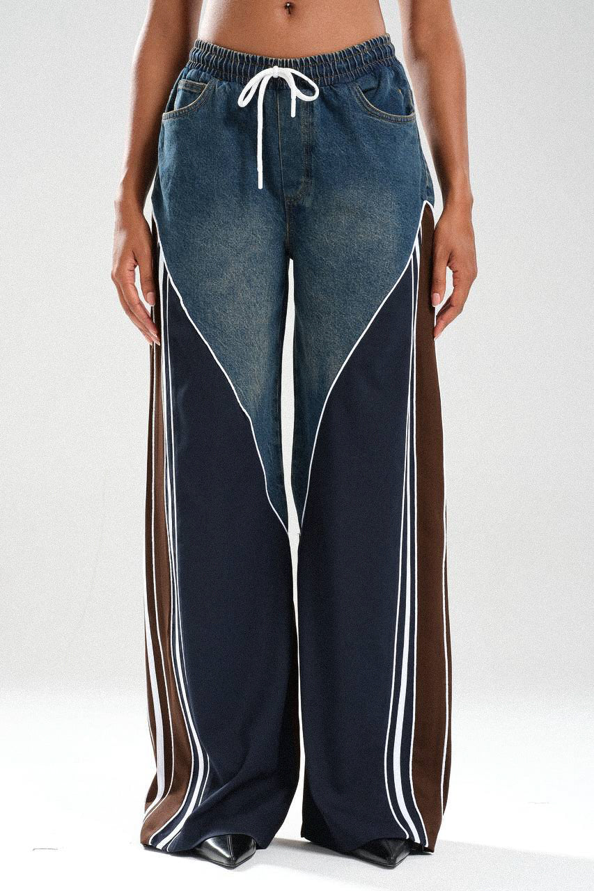 Routines Striped Denim Set - Navy / Brown 1698