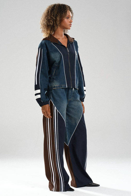 Routines Striped Denim Set - Navy / Brown 1698