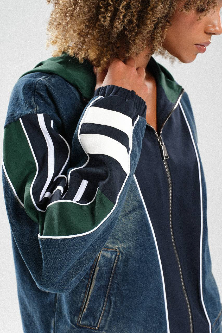 Routines Striped Denim Set - Navy / Green 1698