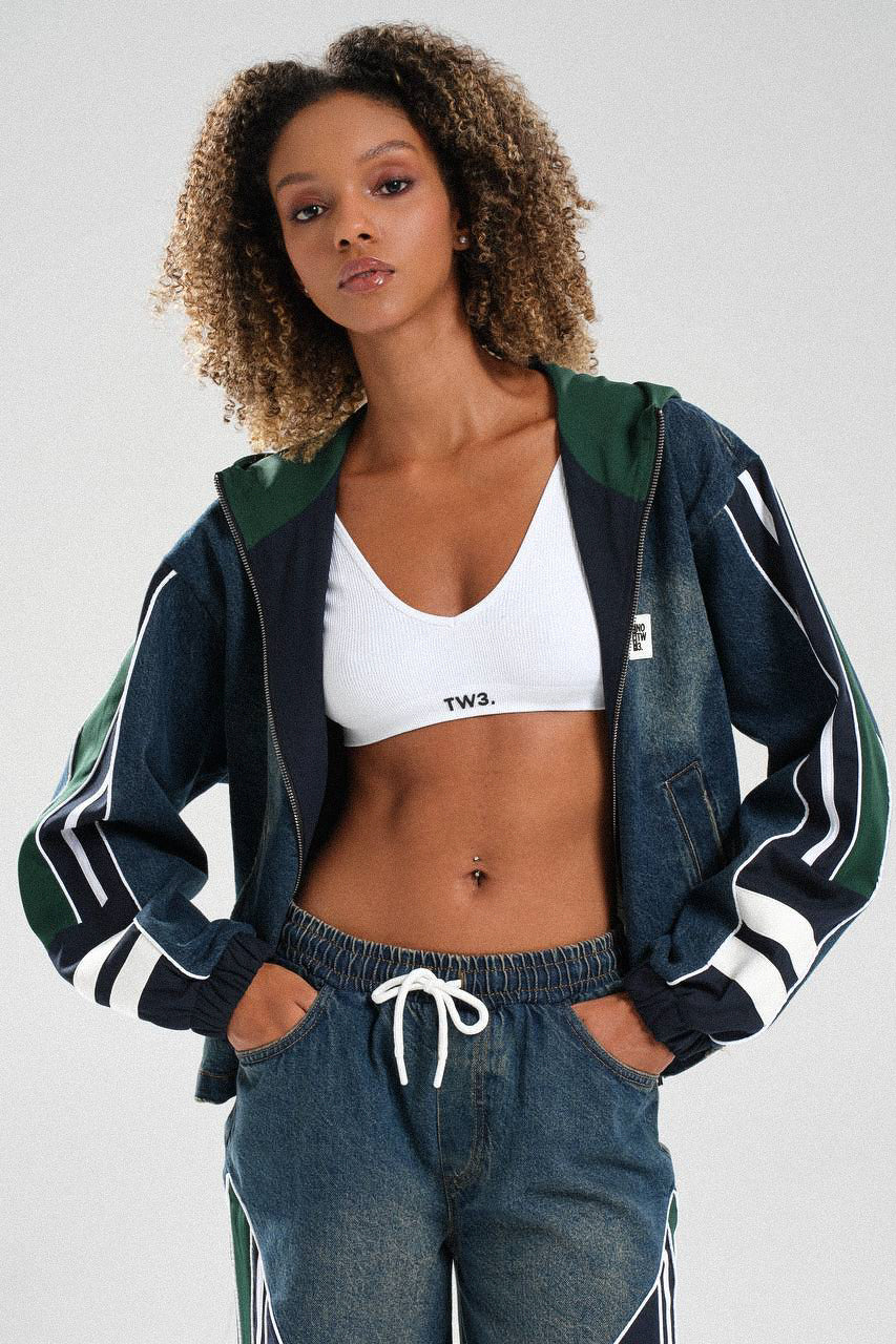 Routines Striped Denim Set - Navy / Green 1698