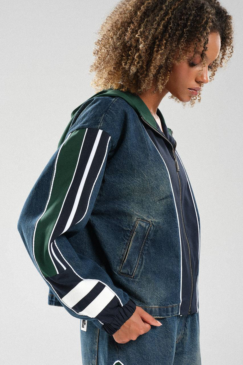 Routines Striped Denim Set - Navy / Green 1698