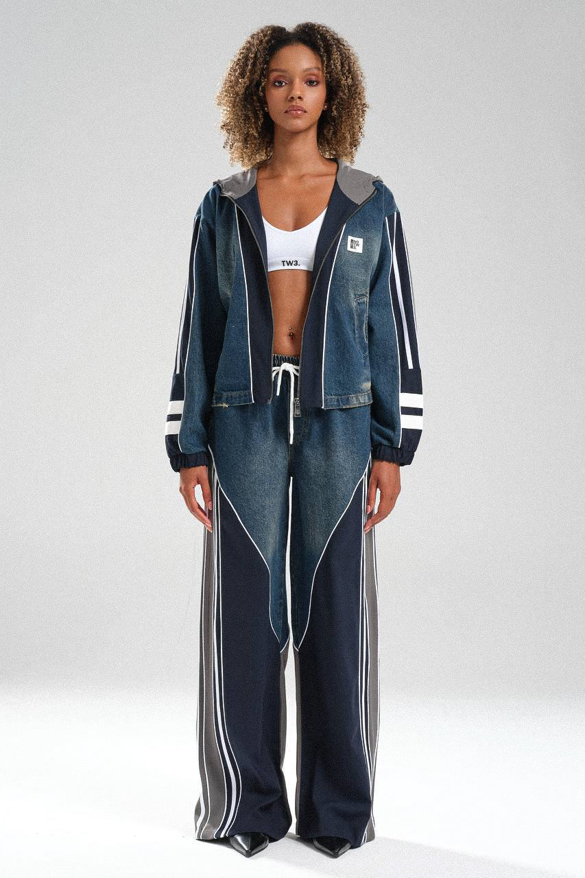 Routines Striped Denim Set - Navy / Grey 1698