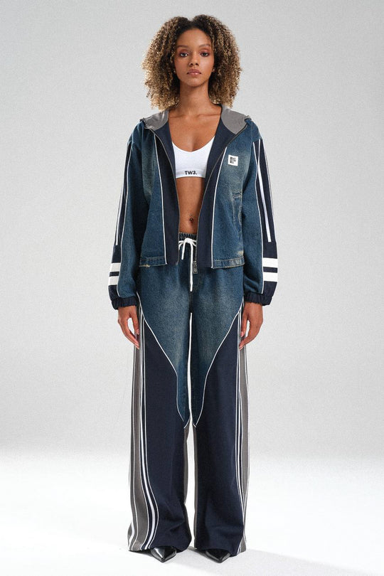 Routines Striped Denim Set - Navy / Grey 1698