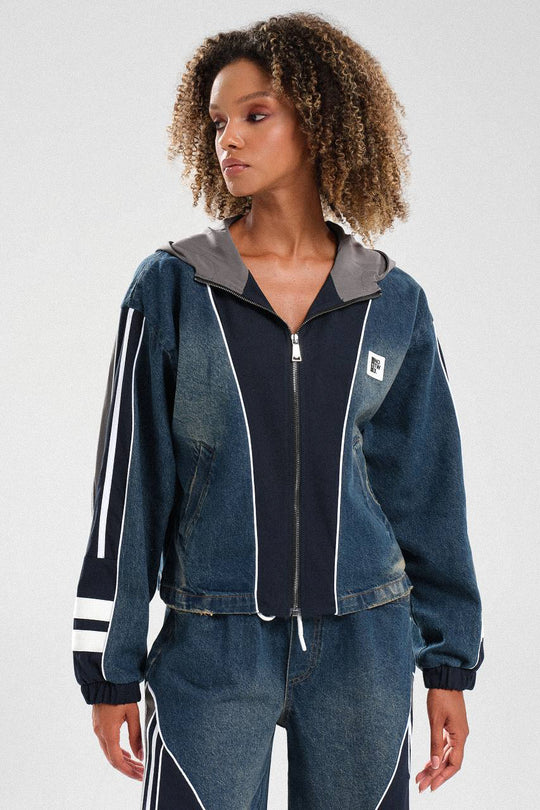 Routines Striped Denim Set - Navy / Grey 1698