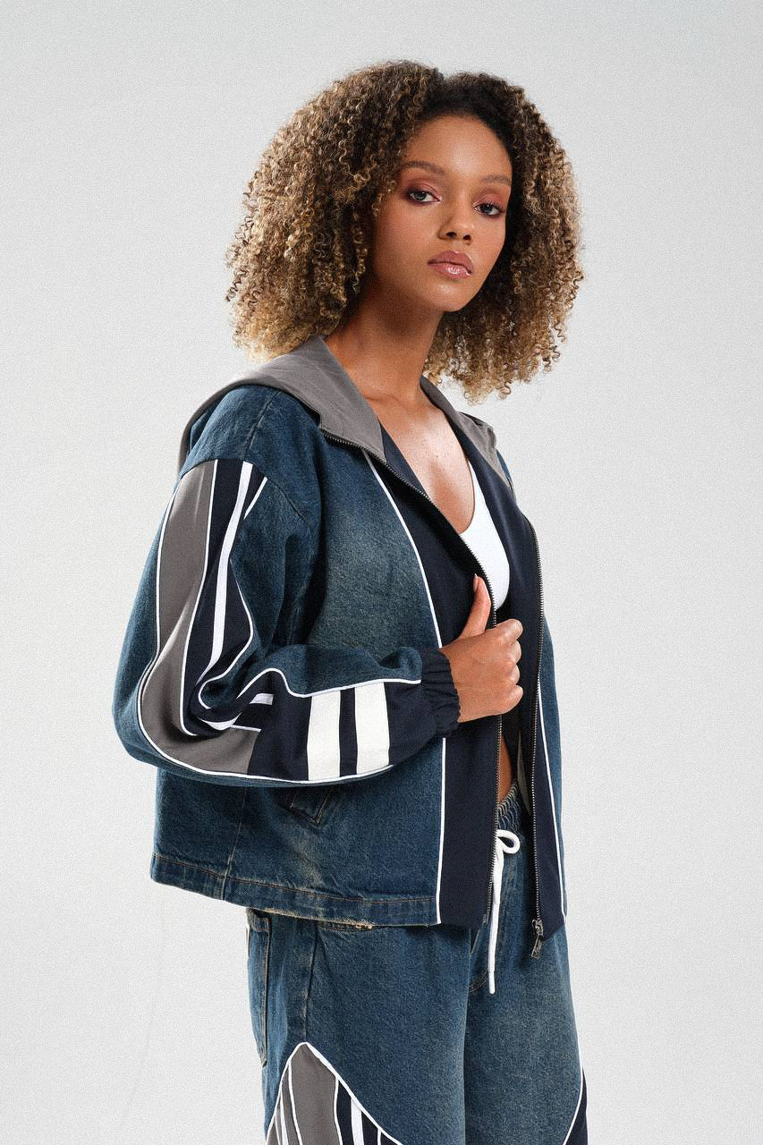 Routines Striped Denim Set - Navy / Grey 1698