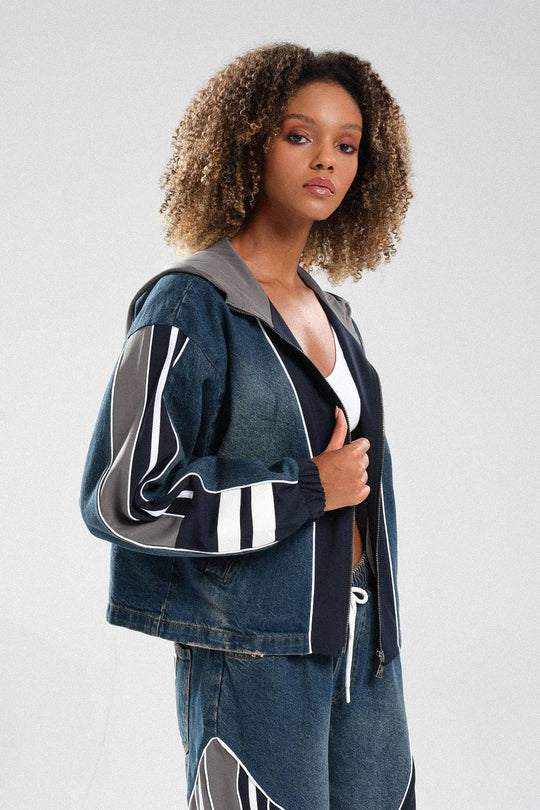 Routines Striped Denim Set - Navy / Grey 1698