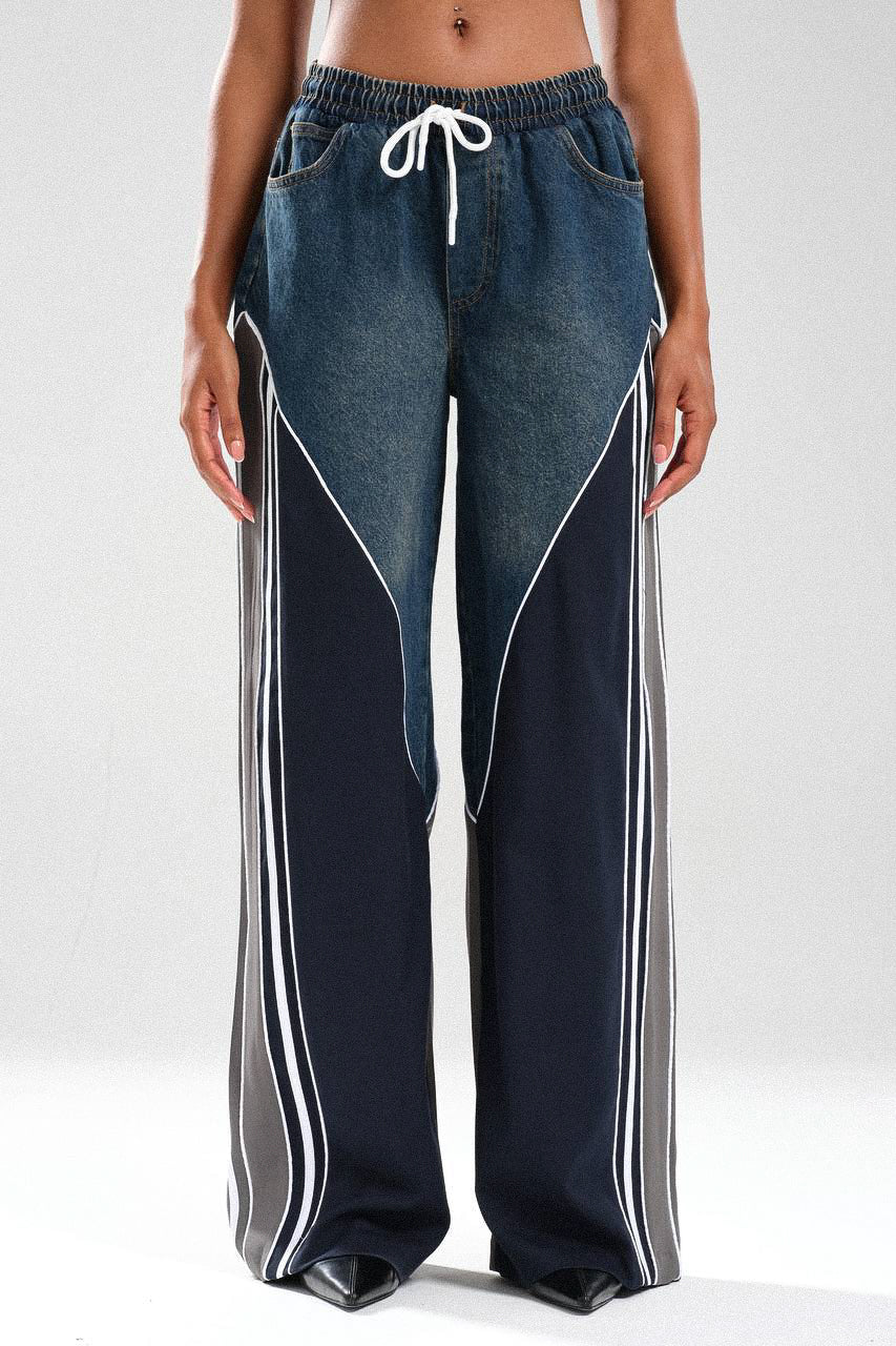Routines Striped Denim Set - Navy / Grey 1698