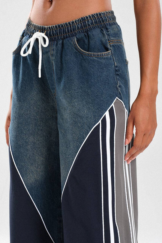 Routines Striped Denim Set - Navy / Grey 1698