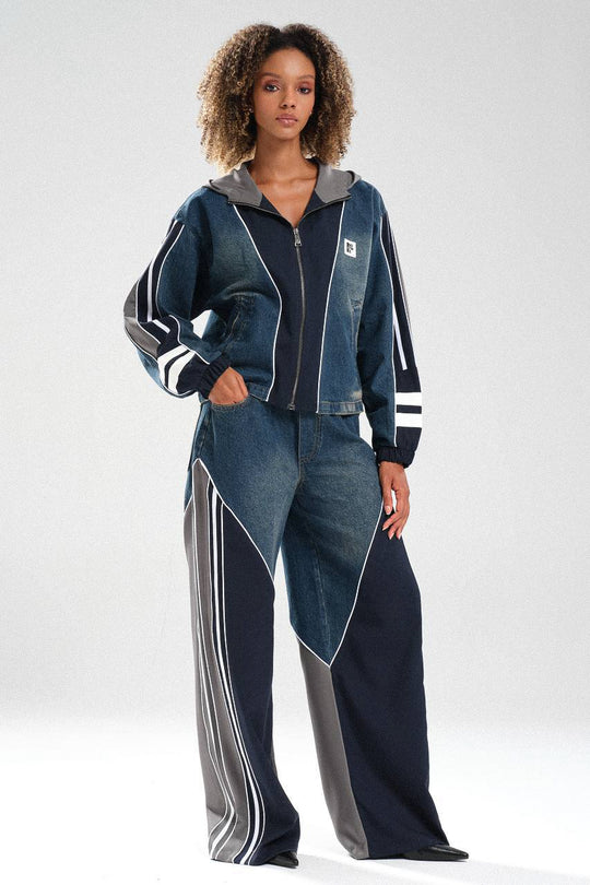 Routines Striped Denim Set - Navy / Grey 1698