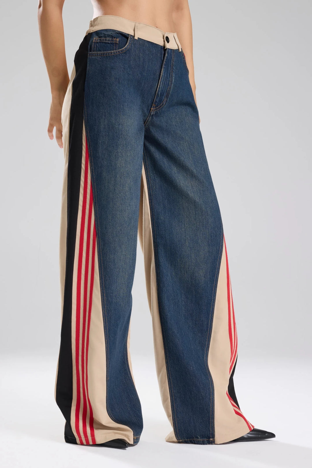 Routines Striped Denim Straight Pants - Beige 1727 (PRE-ORDER) Pants Routines Fashion