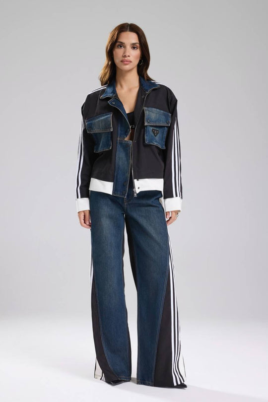 Routines Striped Denim Straight Pants - Black 1727 (PRE-ORDER) Pants Routines Fashion