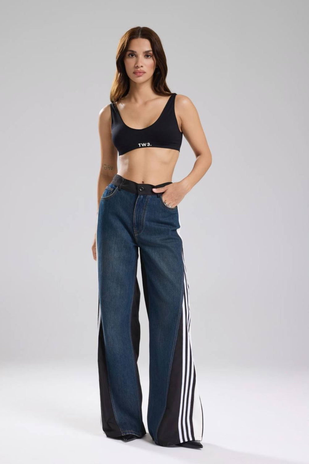 Routines Striped Denim Straight Pants - Black 1727 (PRE-ORDER) Pants Routines Fashion