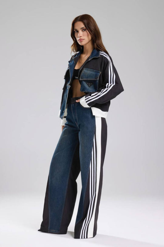 Routines Striped Denim Jacket - Black 1726 (PRE-ORDER) Jacket Routines Fashion
