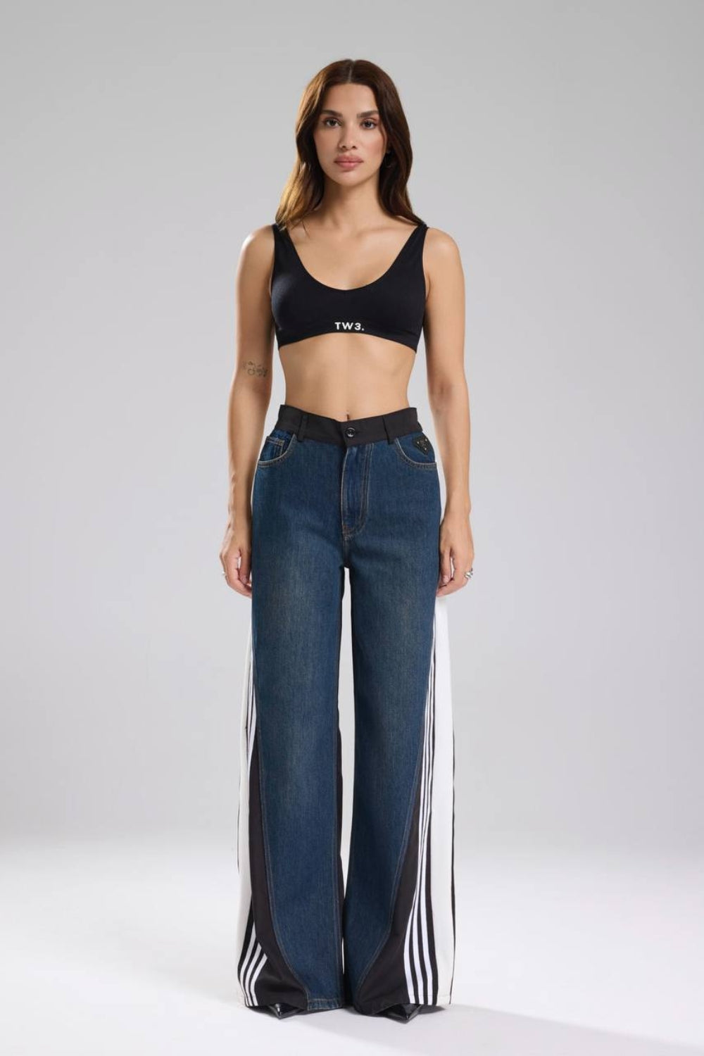 Routines Striped Denim Straight Pants - Black 1727 (PRE-ORDER) Pants Routines Fashion