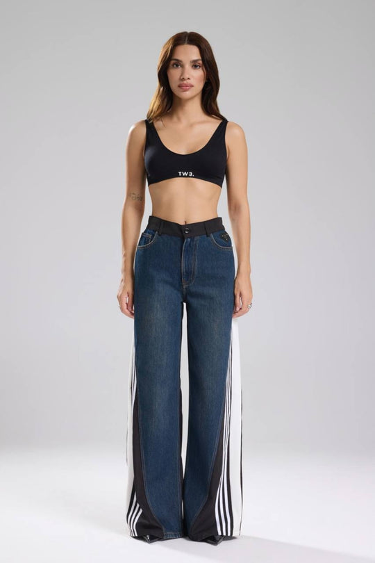 Routines Striped Denim Straight Pants - Black 1727 (PRE-ORDER) Pants Routines Fashion