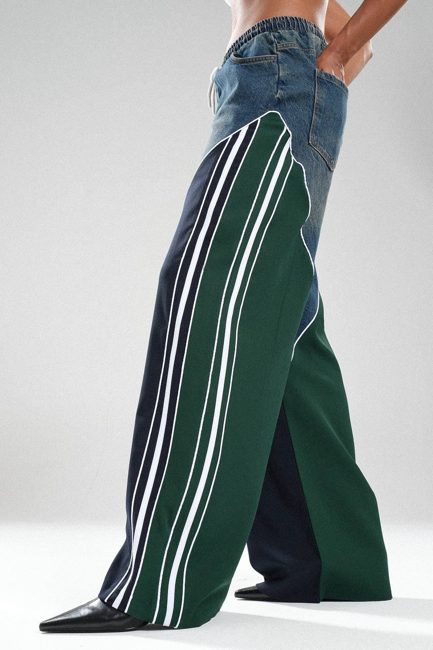 Routines Striped Denim Set - Navy / Green 1698