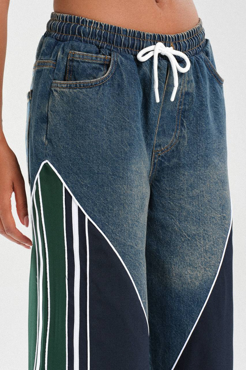 Routines Striped Denim Set - Navy / Green 1698