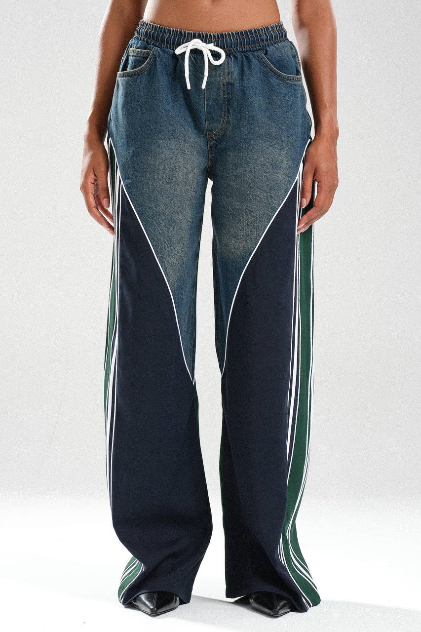 Routines Striped Denim Set - Navy / Green 1698