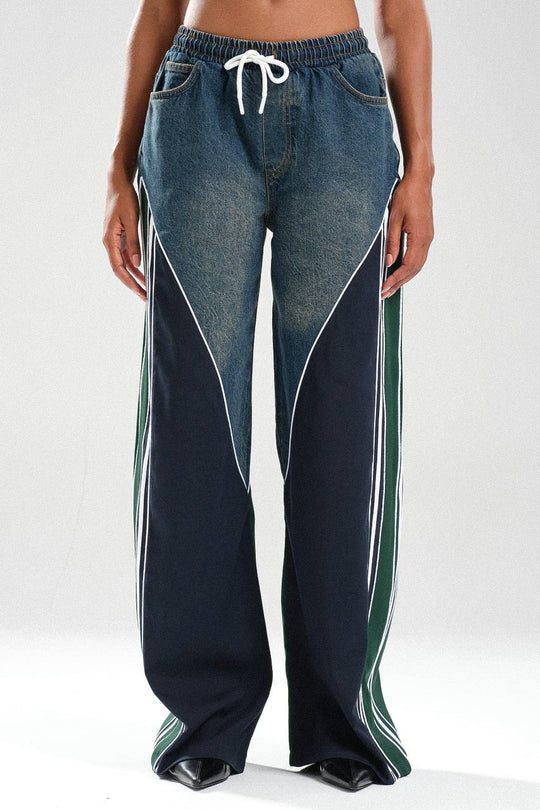 Routines Striped Denim Set - Navy / Green 1698