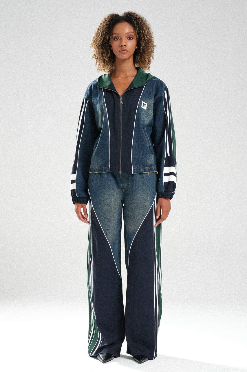 Routines Striped Denim Set - Navy / Green 1698