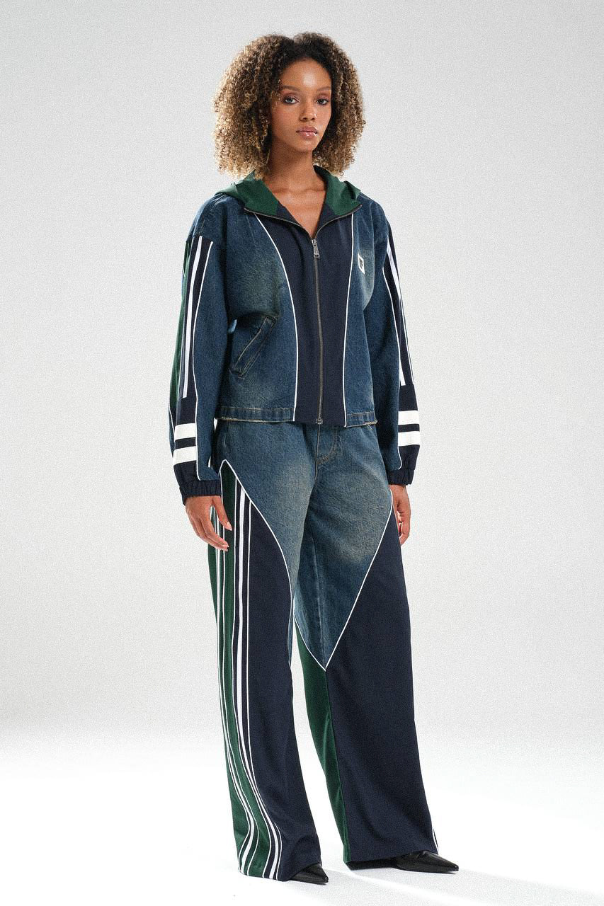 Routines Striped Denim Set - Navy / Green 1698